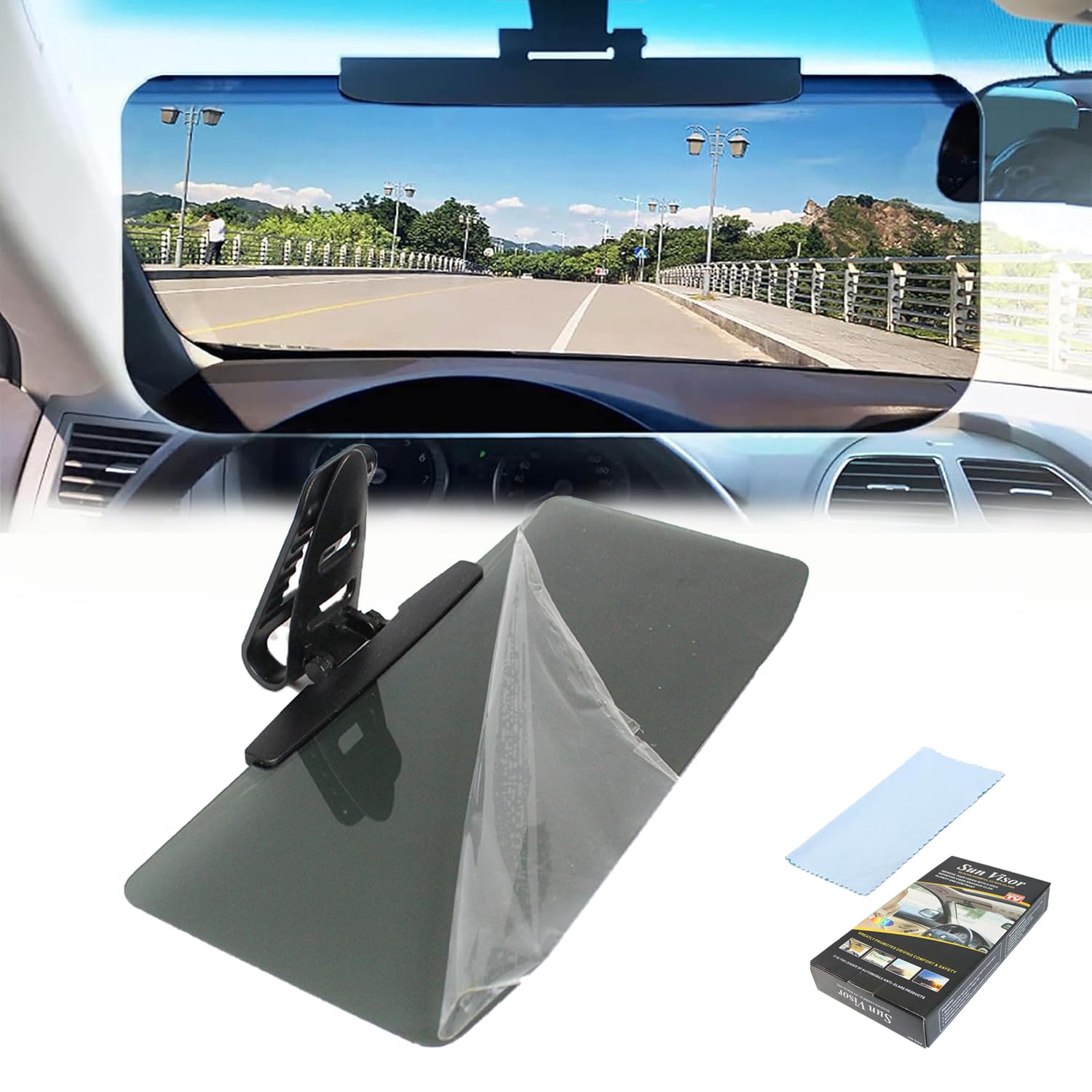 Visiera parasole universale per auto con protezione antiriflesso polarizzata, visiera parasole polarizzata per auto, blocco antiriflesso per la guida, visiera parasole antiriflesso per auto, visione