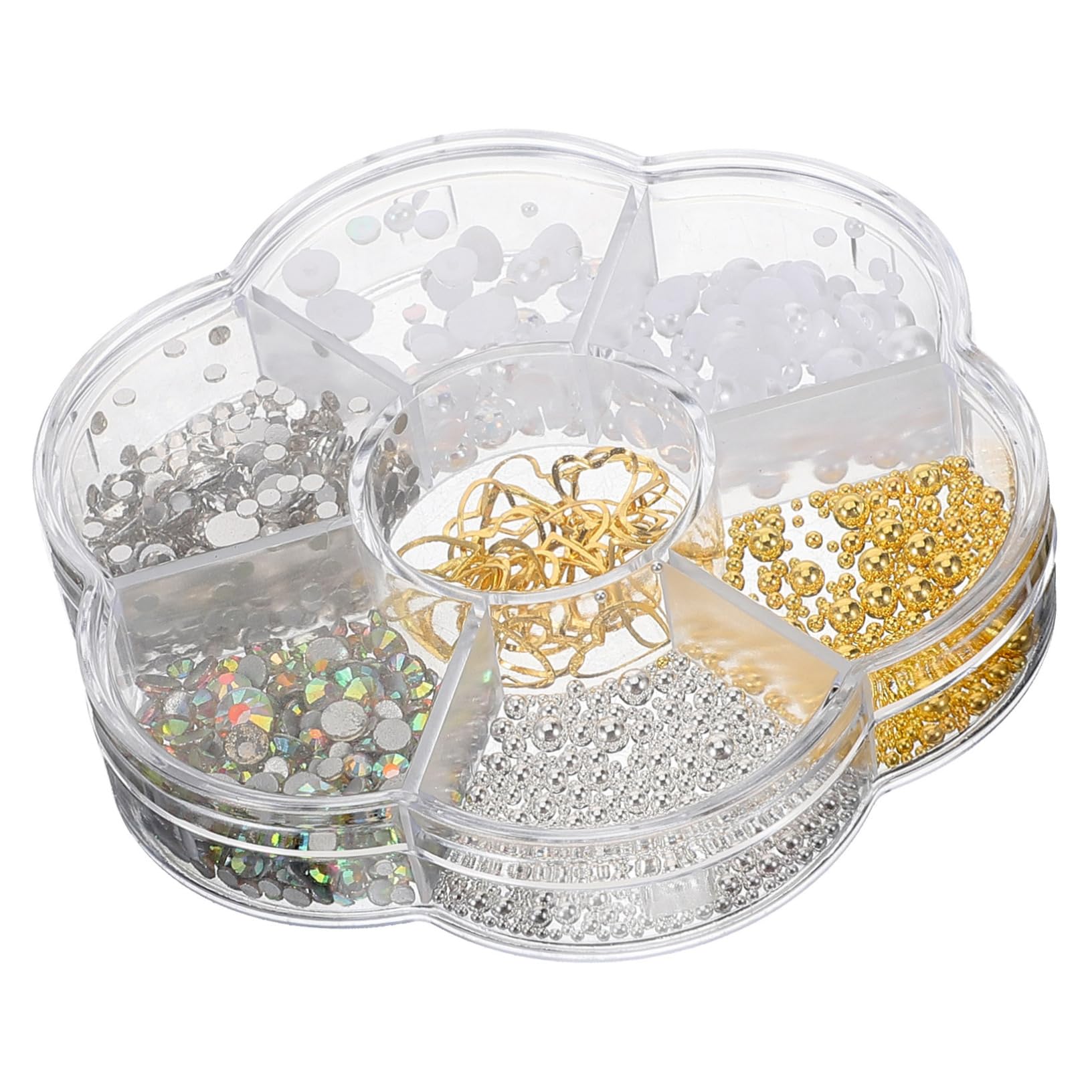 IWOWHERO Nail Art Charms Pearl Set 10 Steel Beads Pearl Gems Women's Manicure Decoration DIY Charm Accessories