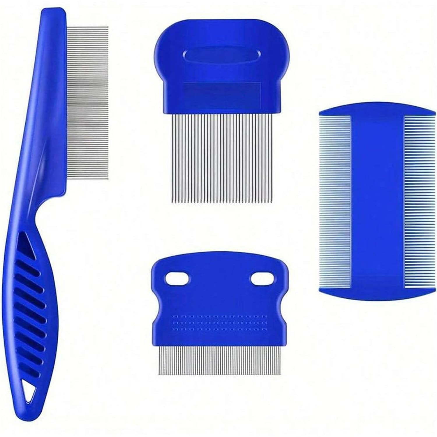 4-Piece/6-Piece Pet Comb Set, Flea Removal Grooming Plastic Comb for Cats, Dog Cleaning Comb Set, Hair Removal Comb(Blue-6Pcs)
