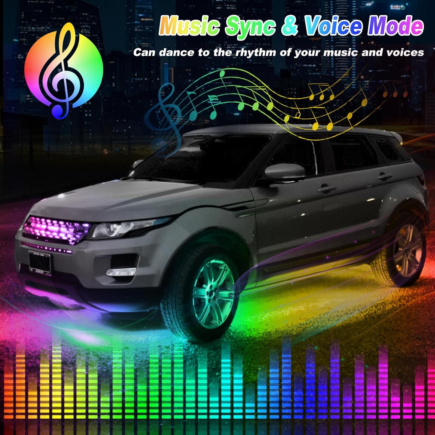 4 luci a LED per auto, colore da sogno, kit di sottogruppi per auto, app e telecomando RGB multicolore sincronizzazione musica sotto l'illuminazione dell'auto strisce al neon impermeabili