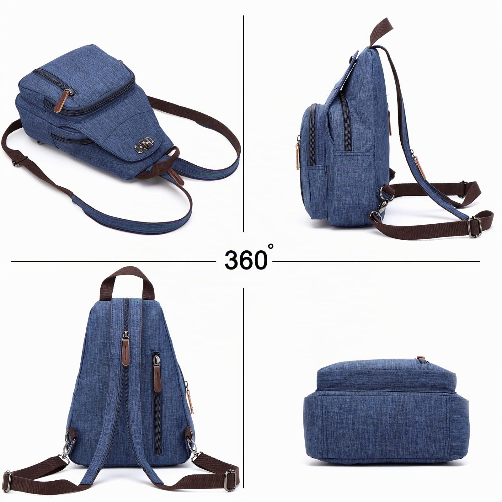 FANDARE Retrò Zaino Monospalla Piccolo Zainetto Zaino Spalla Borsa a Tracolla Sling Bag per Uomo Donna Scuola Università Trekking Ciclismo Palestra Viaggio Sportiva Daypacks Durevole Poliestere