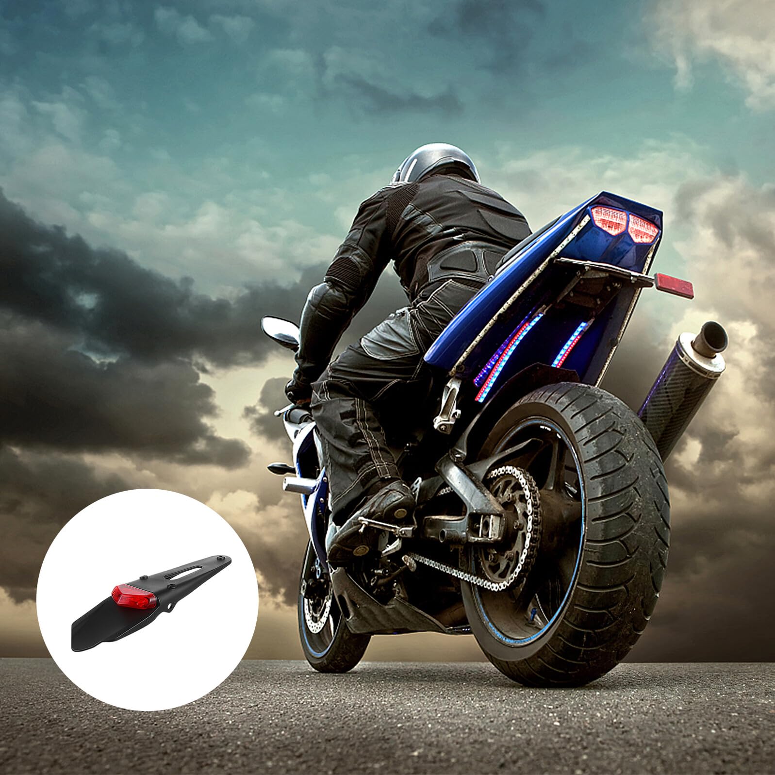 Ipetboom Feu Arrière de Moto Plastique Noir Léger Installation Facile à LED 35w 12v pour Freinage Sûr Hors-piste sous Garde-boue Arrière