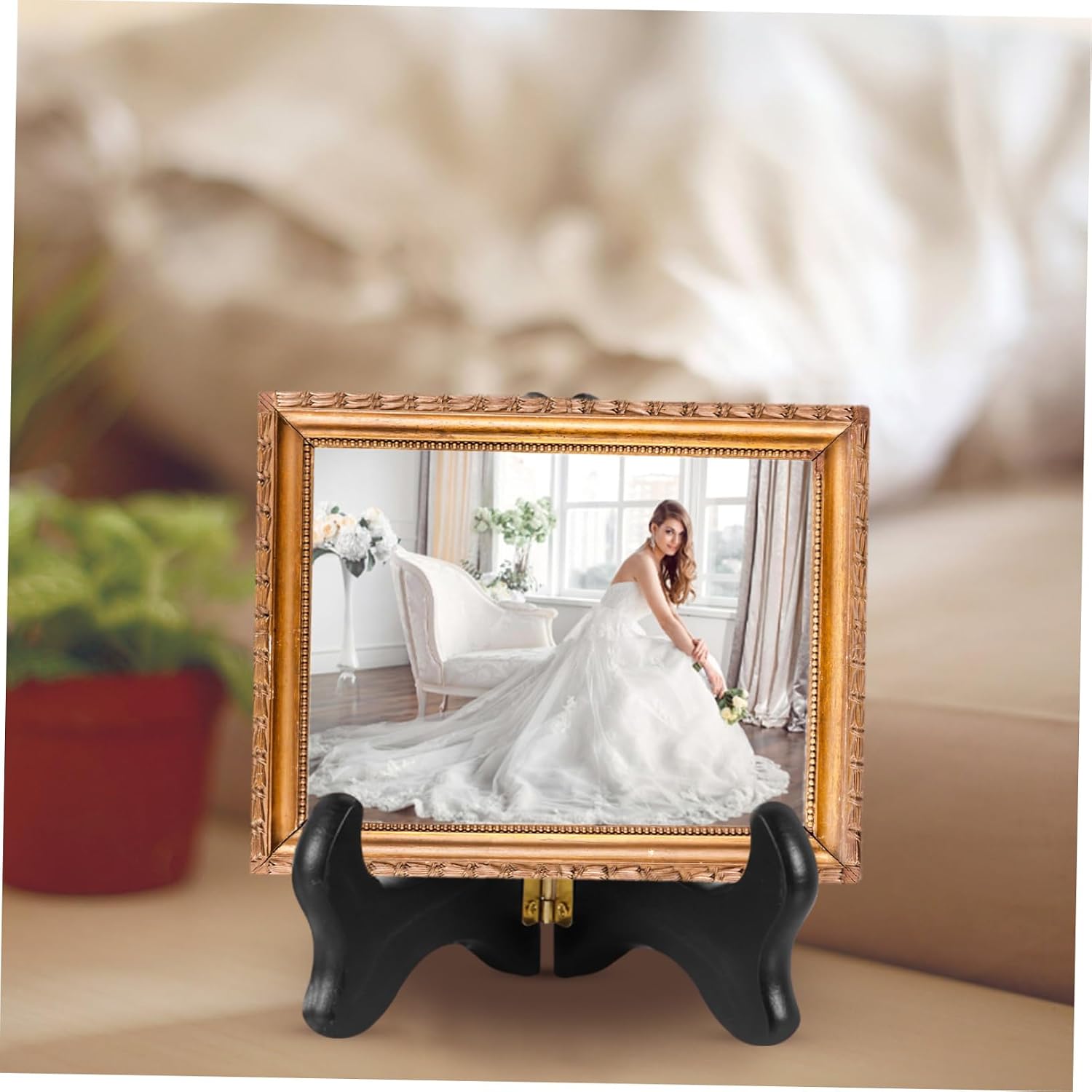 5-Inch Wooden Display Stand for Ceramic Plates Artwork Holder Tableware Storage Rack for Home Decor and Events