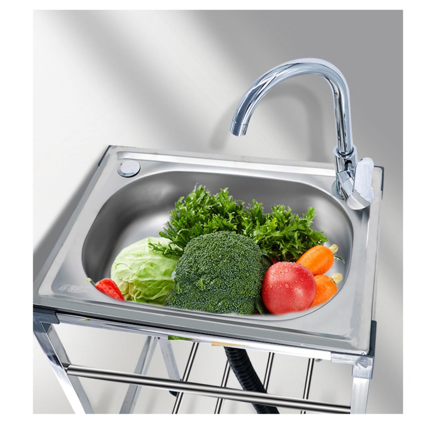 Fregadero de Acero inoxidable, fregadero de cocina, fregadero para hostelería independiente para Mesa de comedor, cocina, garaje Industrial, lavadero con grifo y desagüe (42x37x83cm)
