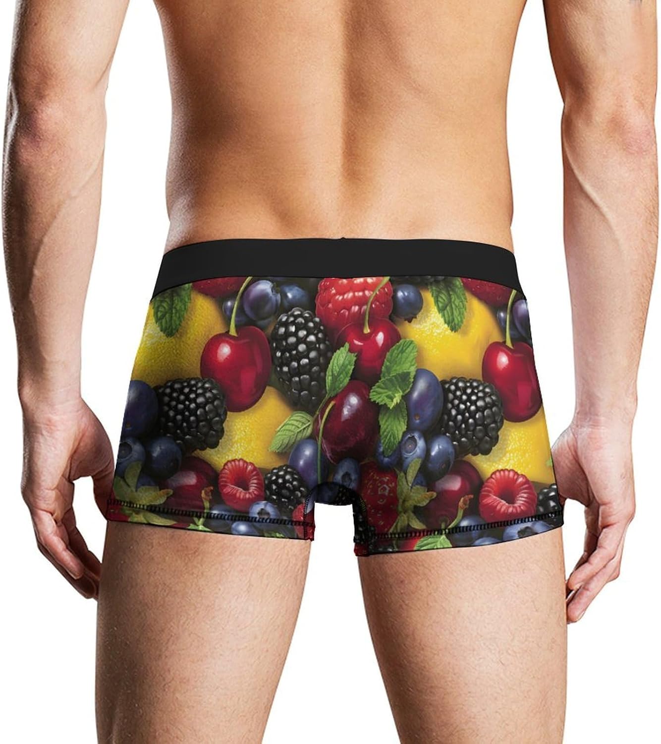 Blueberry Strawberry Lemon Novelty Men's Trunks Soft Breathable Underwear Patterned Stretch Briefs