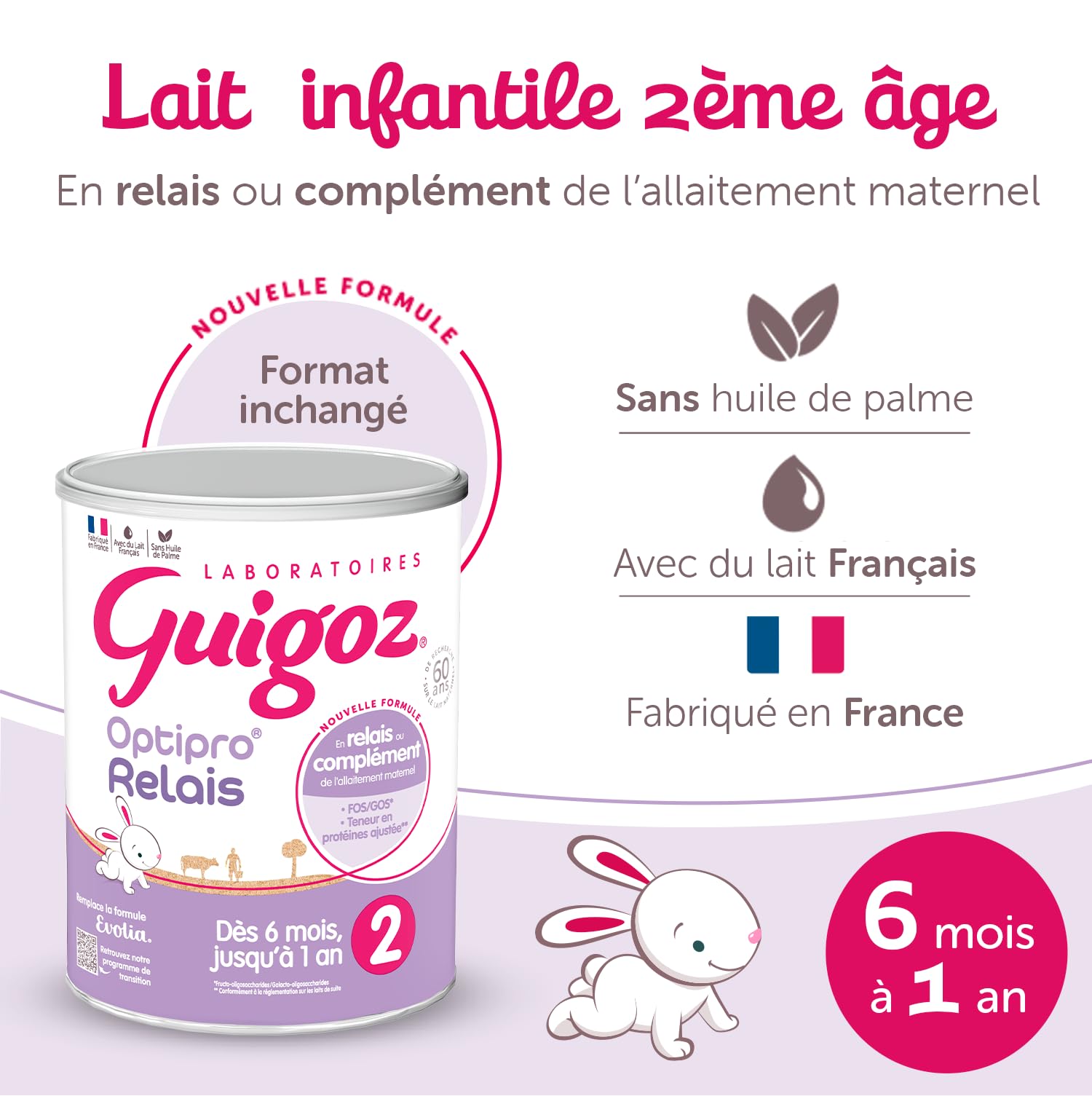 Guigoz Optipro Relais 2ème âge de 6 à 12 mois - Lait Bébé - 800g
