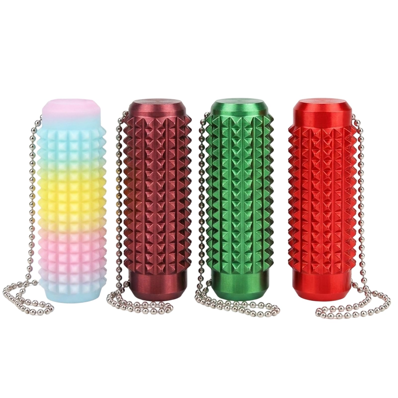 4-Pack Textured Spike Sensory Fidget Keychains, Tactile Stress Relief Toys, Portable Finger Massage Rings, Calming Focus Toys for Adults, For Relax and Entertainment