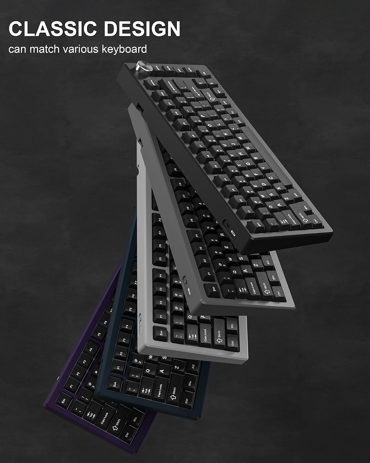 Womier Double Shot PBT Keycaps Set 138 Keys, Cherry Profile Custom Keycaps 60 65 75 100 Percent for 61/64/68/84/87/100/104/108 Retro Gaming Mechanical Keyboard, Black