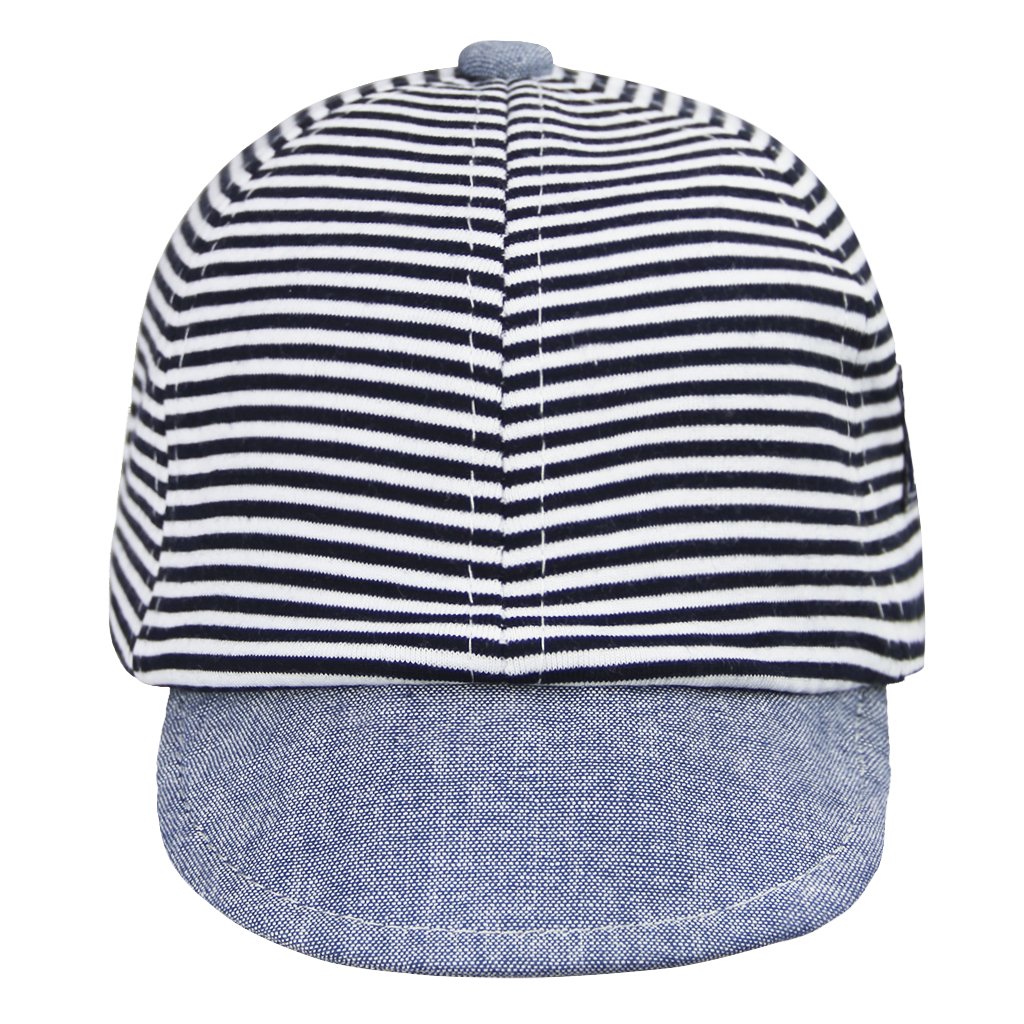LivingGeometry Baby Baseball Cap 3-12 Months Infant Sun Hat Baby Fitted Cap Cotton Striped Baby Cap for Boys