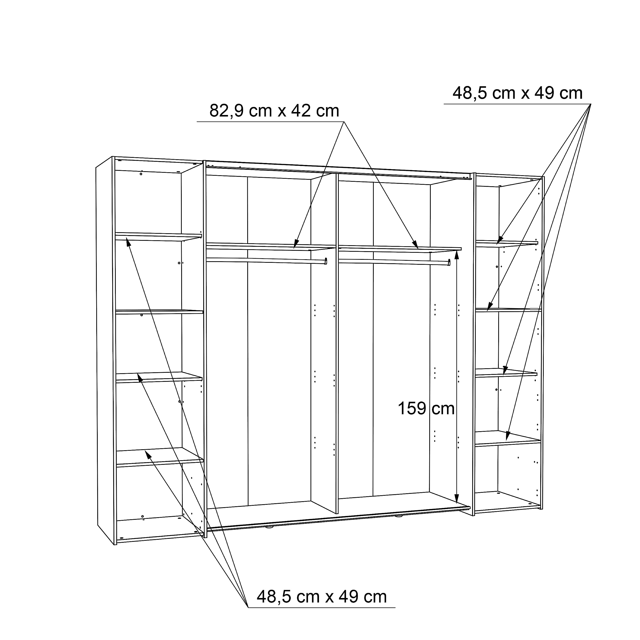 Deine Tante Emma Forte Narago 270 Armoire à Portes coulissantes avec Portes pivotantes Blanc combiné avec décor en Bois chêne Sonoma 270,3 cm de Large x 210,5 cm de Haut x 61,2 cm de Profondeur