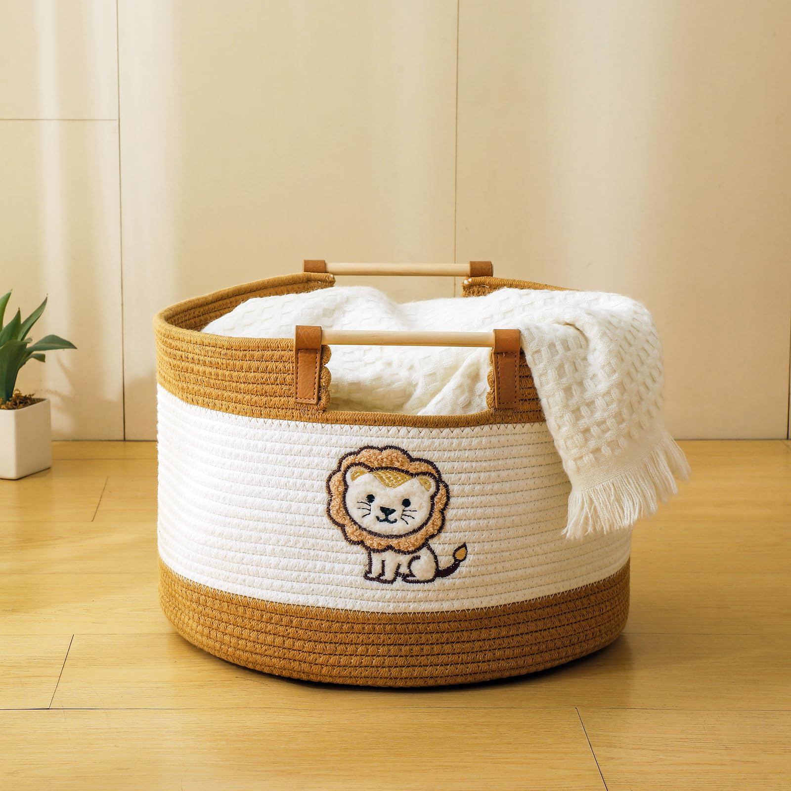 Grand panier à couvertures pour salon 35L, panier à linge pour bébé, bac de rangement pour jouets pour bébés et tout-petits, paniers de rangement pour organiser les jouets, panier à linge en corde de
