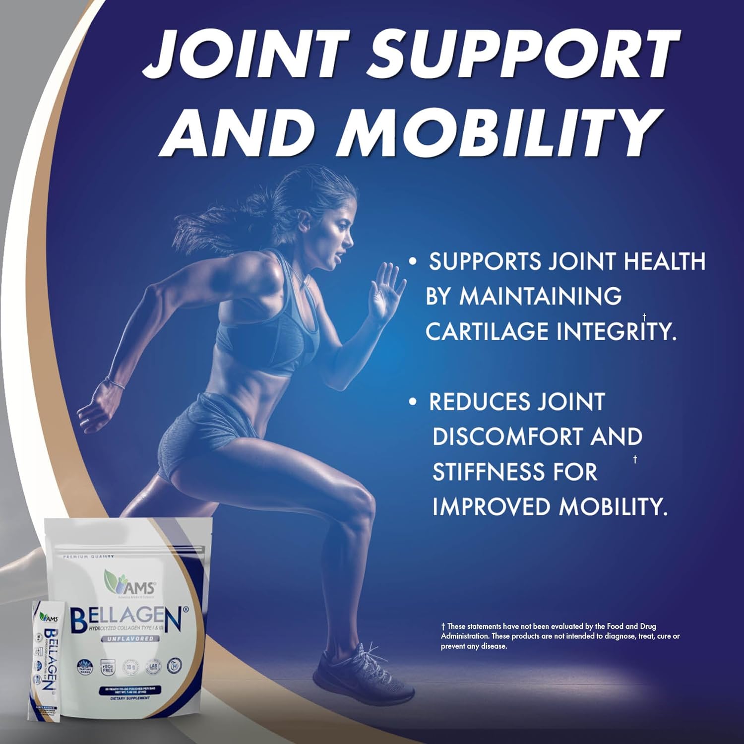 America Medic & Science Bellagen Collagen Peptides – 20 Single Serving Sticks for Skin, Hair, Nail & Joint Support – Hydrolyzed, Grass-Fed, Gluten-Free, Non-GMO