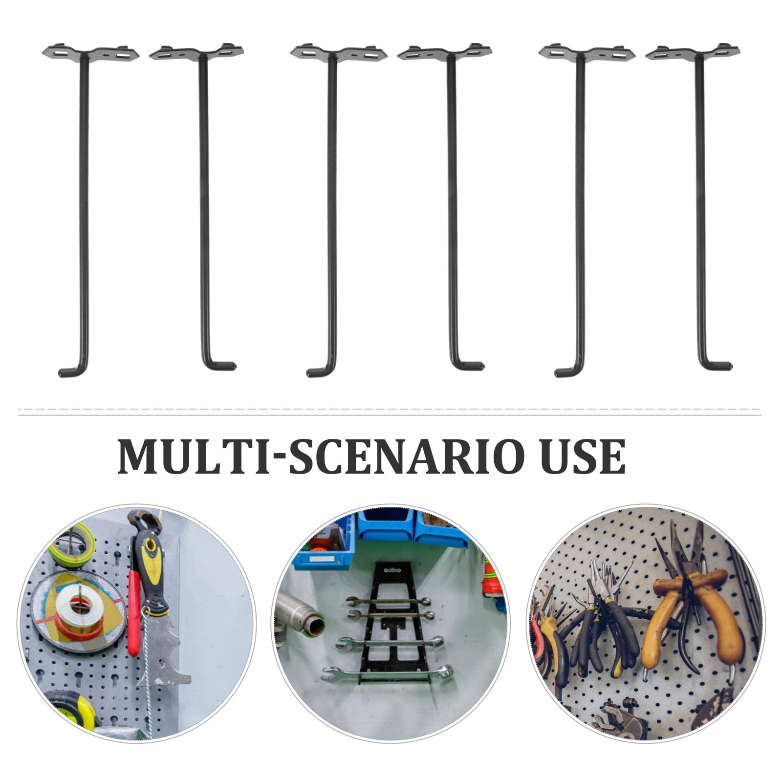 MAGICLULU 10 ganchos para tablero perforado: ganchos cuadrados de 20 cm para tablero perforado, organizadores de pared para herramientas, estantes colgantes para supermercados y garajes.