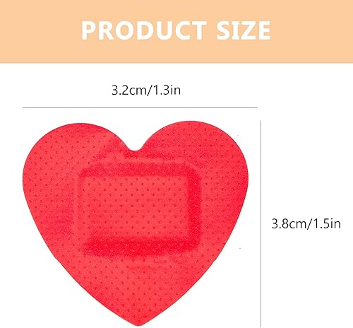 Miniatura 2 de VOSAREA 50 vendajes adhesivos en forma de corazón, parches hemoestáticos transpirables para primeros auxilios (rojo)