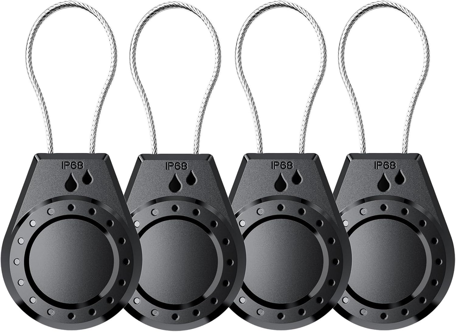 for AirTag Keychain Holder Waterproof Shockproof Case with Stainless Steel Shackle for Pet Collar, Keys, Luggage (Black)