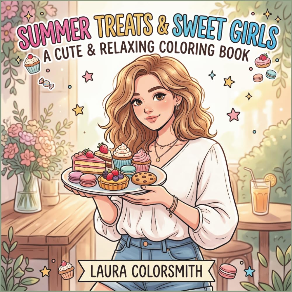 Summer Treats & Sweet Girls - A Cute & Relaxing Coloring Book: A Collection of Iced Drinks, Sweet Desserts, Cute Outfits & Cozy Summer Days | Simple & ... Coloring Pages (Summer Girls Coloring Book)