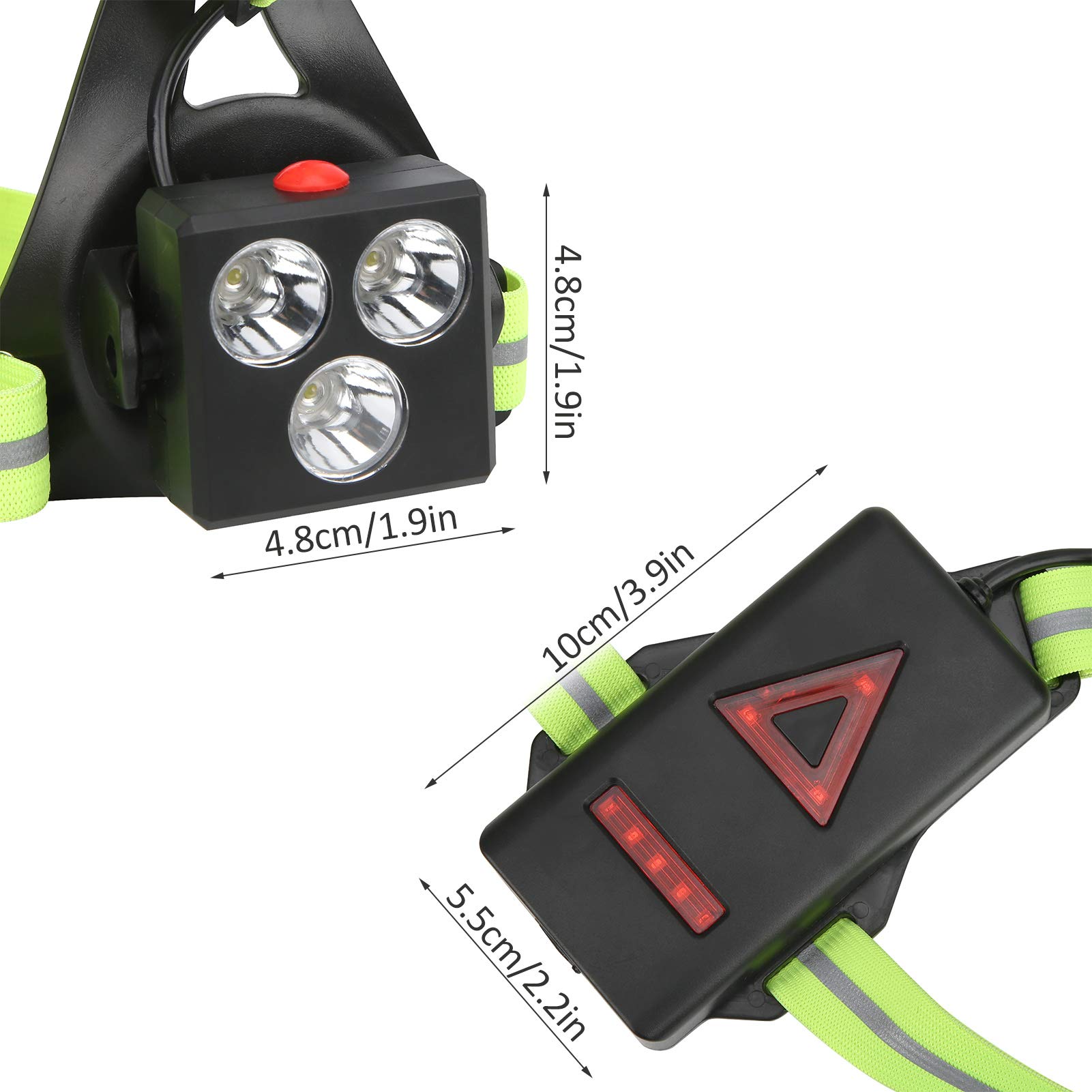equlup Night Running Light, 2000mha USB Rechargeable Chest Warning Lamp XPG LED Jogging Safety Light for Outdoor Fitness Climbing Camping