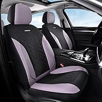 Vista 11 de Coverado Fundas de asiento delantero, fundas de asiento beige, 2 asientos, protectores de cuero para automóvil, paquete de 2, fundas de asiento