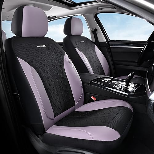 Miniatura 11 de Coverado Fundas de asiento delantero, fundas de asiento beige, 2 asientos, protectores de cuero para automóvil, paquete de 2, fundas de asiento