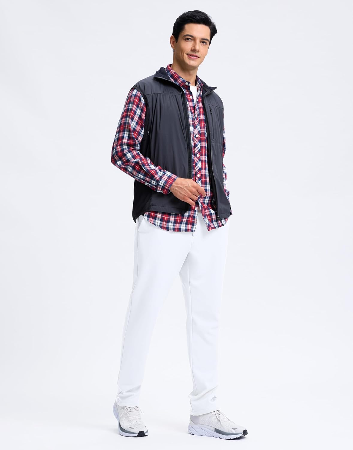 Pudolla Men's Fleece Lined Golf Pants 30"/32" Warm Comfy Dress Winter Water Resistant Pants Cold Weather Casual Trousers - Image 3