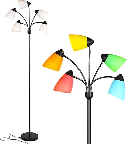 Brightech Medusa - Lámpara de pie LED. Lámpara de pie ajustable con múltiples cabezales para sala de estar, dormitorio o habitación de los niños.