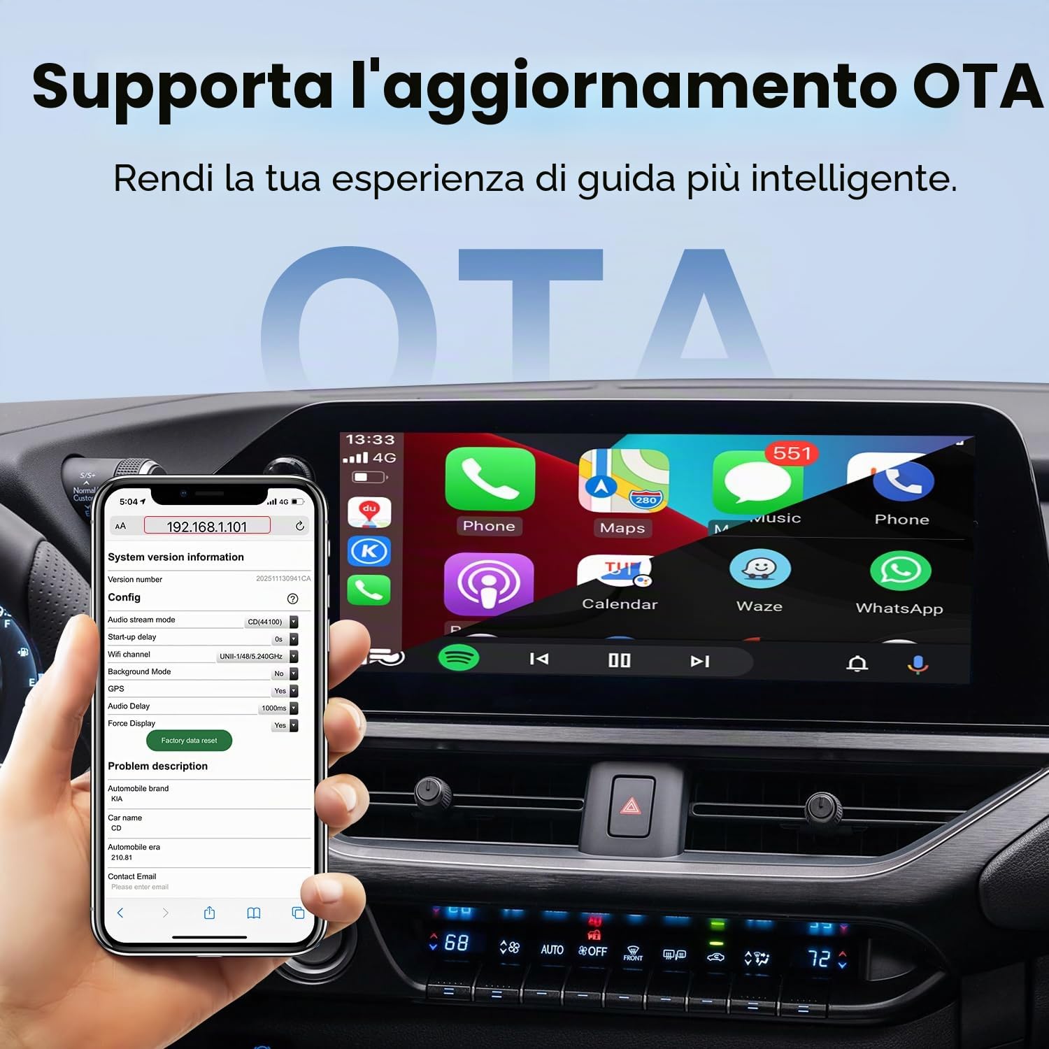 MMB CP-Ultra 2026 Adattatore Wireless CarPlay, 2-in-1 per iPhone e Android Auto, Wi-Fi 6 + Bluetooth 5.4, Converte CarPlay Cablato e Android Auto in Wireless CarPlay Adattatore Plug & Play per CarPlay