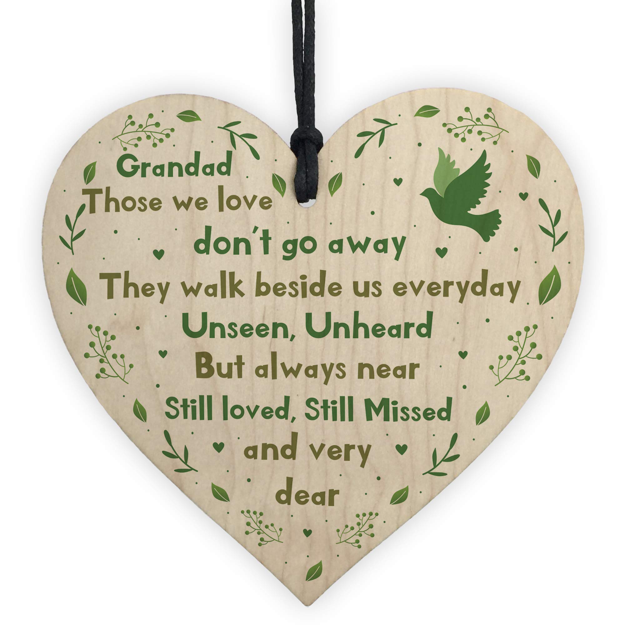 Red Ocean Grandad Christmas Memorial Decoration Wooden Heart Memorial Plaque Gift For Grandad from B&Q