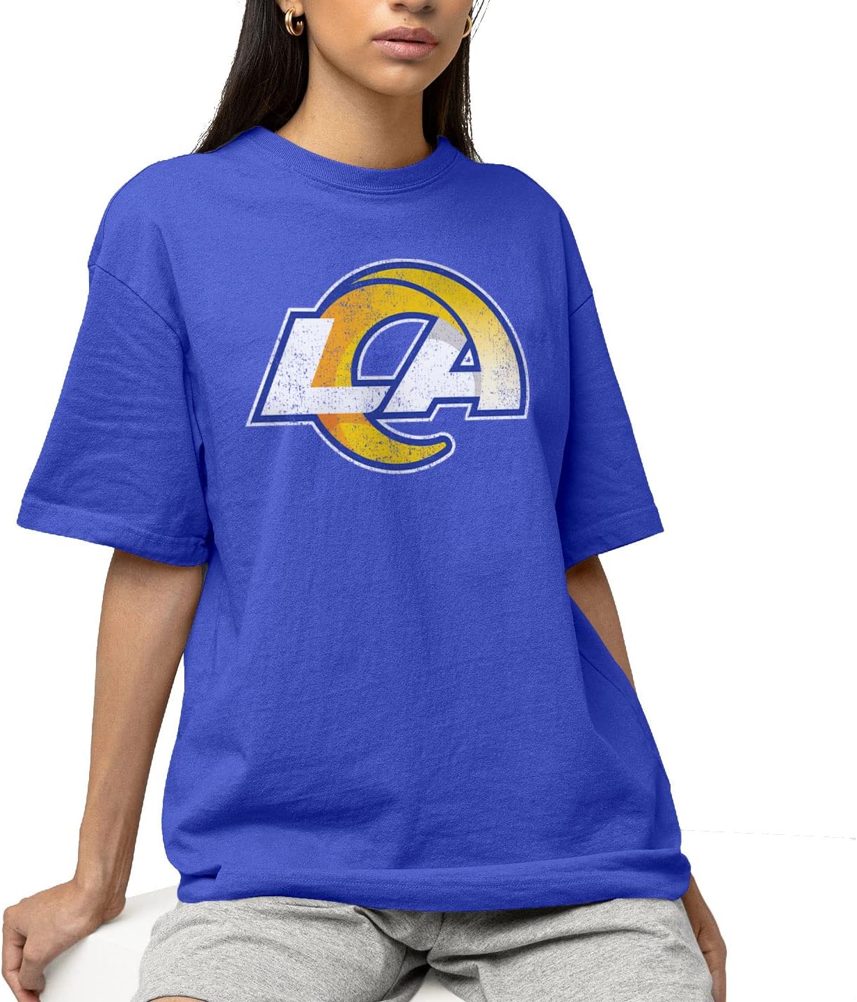 Hybrid Sports NFL - Los Angeles Rams - Distressed Team Logo - Men's and Women's Short Sleeve T-Shirt - Size 3 X-Large Los Angeles Rams - Royal Blue - Image 2