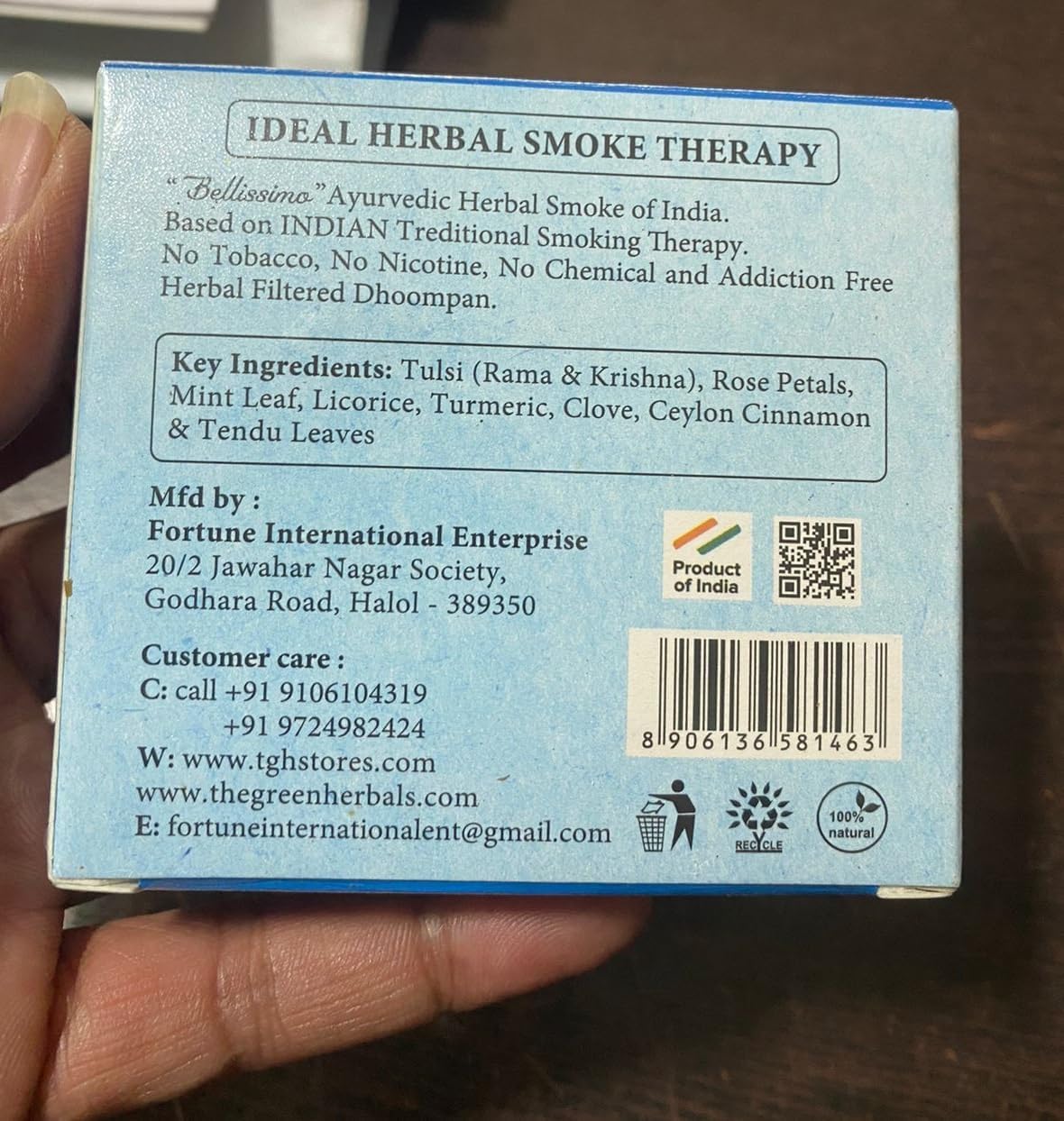 Bellissimo Herbal Cigarette, Tobacco & Nicotine Free Herbal Filter Dhoompan, Premium & Mint Flavor, Rolled in Tendu Leaves, Helps Quit Smoking, Non-Addictive Smoking Cessation, Pack of 10
