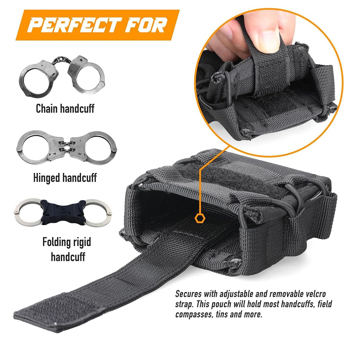 Molle - Funda para esposas, parte superior abierta, bolsa de puño para cinturón de servicio/chaleco táctico Molle - 2