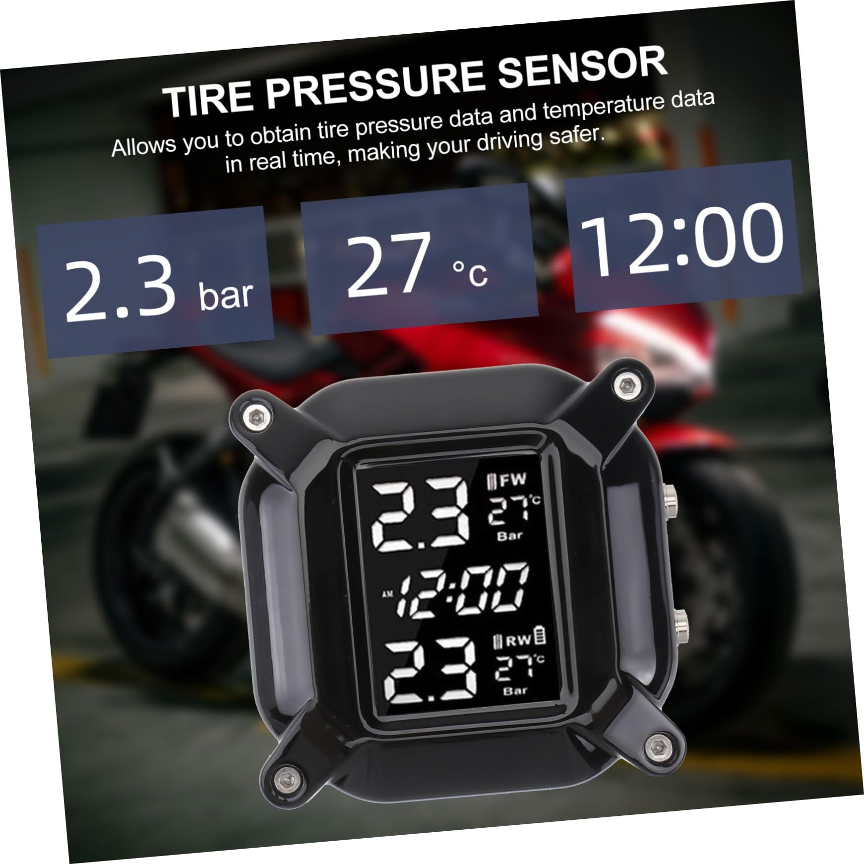 BESPORTBLE 1zestaw Czujników Ciśnienia Oponach Do Motocykli Wysokiej Jakości Trwałe Materiały Łatwy Instalacji Oszczędzający Energię Idealny Do Monitorowania Wydajności Pojazdu