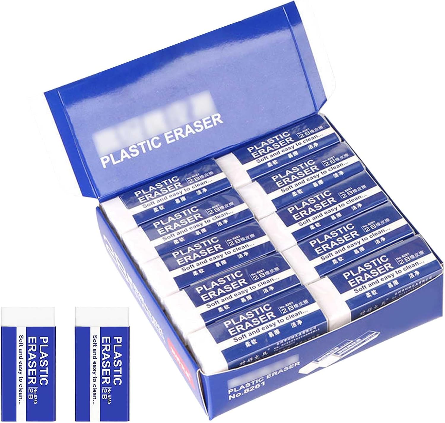 30 Pieces White Plastic Eraser Pencil Erasers White Rubber Eraser 2B