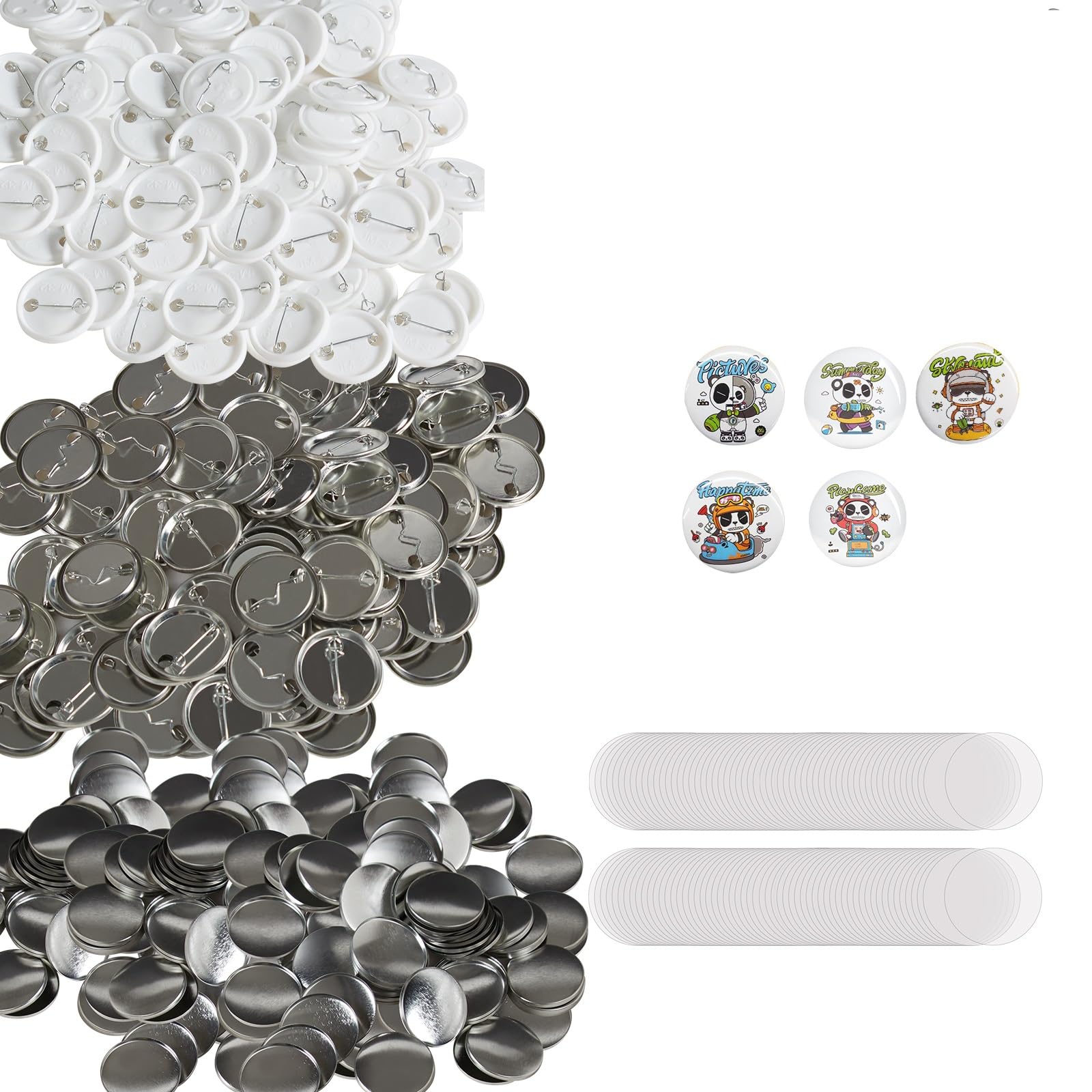 VEVOR Kit di Bottoni Badge Spille Personalizzate in Metallo Plastica Diametro 32mm 500 Pezzi Totale per Macchina Manuale di Fustellatrice per Badge Spille, Accessori di Badge Spille Fai-da-Te 500Pz