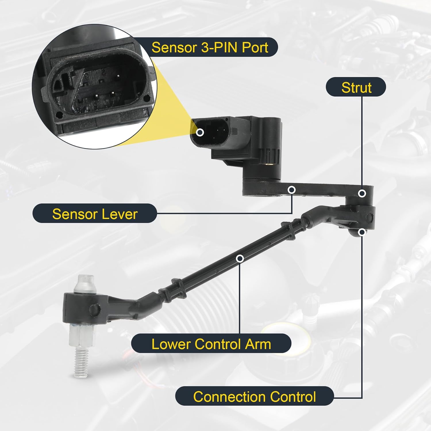 Pair Air Suspension Front Left & Right Ride Height Level Sensor Replacement for Land Rover Range Rover 2003-2009 Driver/Passenger Side Height Level Sensor LR020626 LR020627 RQH500431 RQH500420