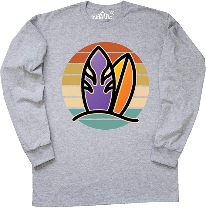 inktastic Surfing Retro Sunset Surfboard Long Sleeve T