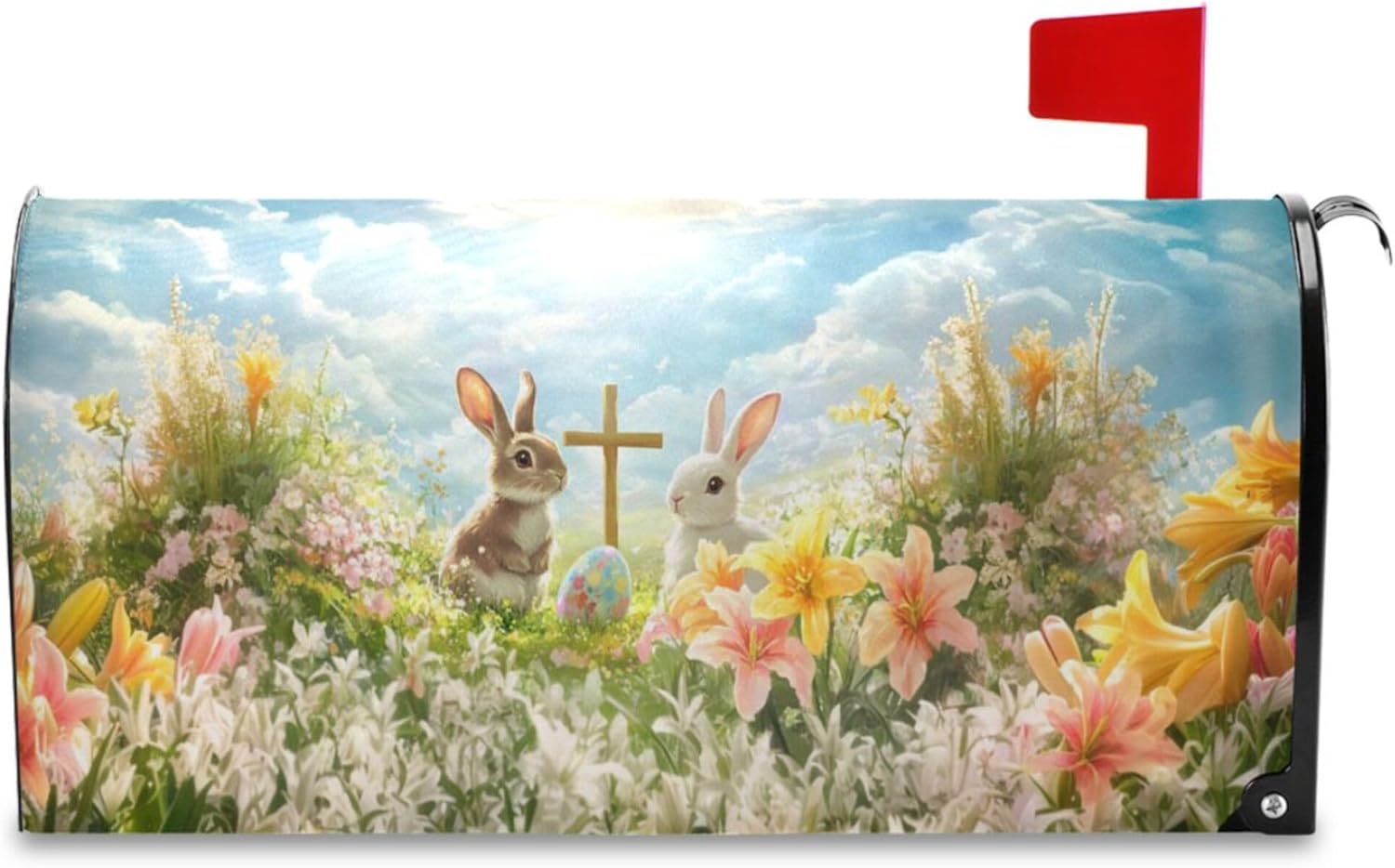 Wamika Spring Flowers Magnetic Mailbox Covers Cherry Blossoms Birds Mailbox Cover Over Size Full Magnet Garden Yard Porch Mail Boxes Cover Holiday Decorations 25" L x 21" W