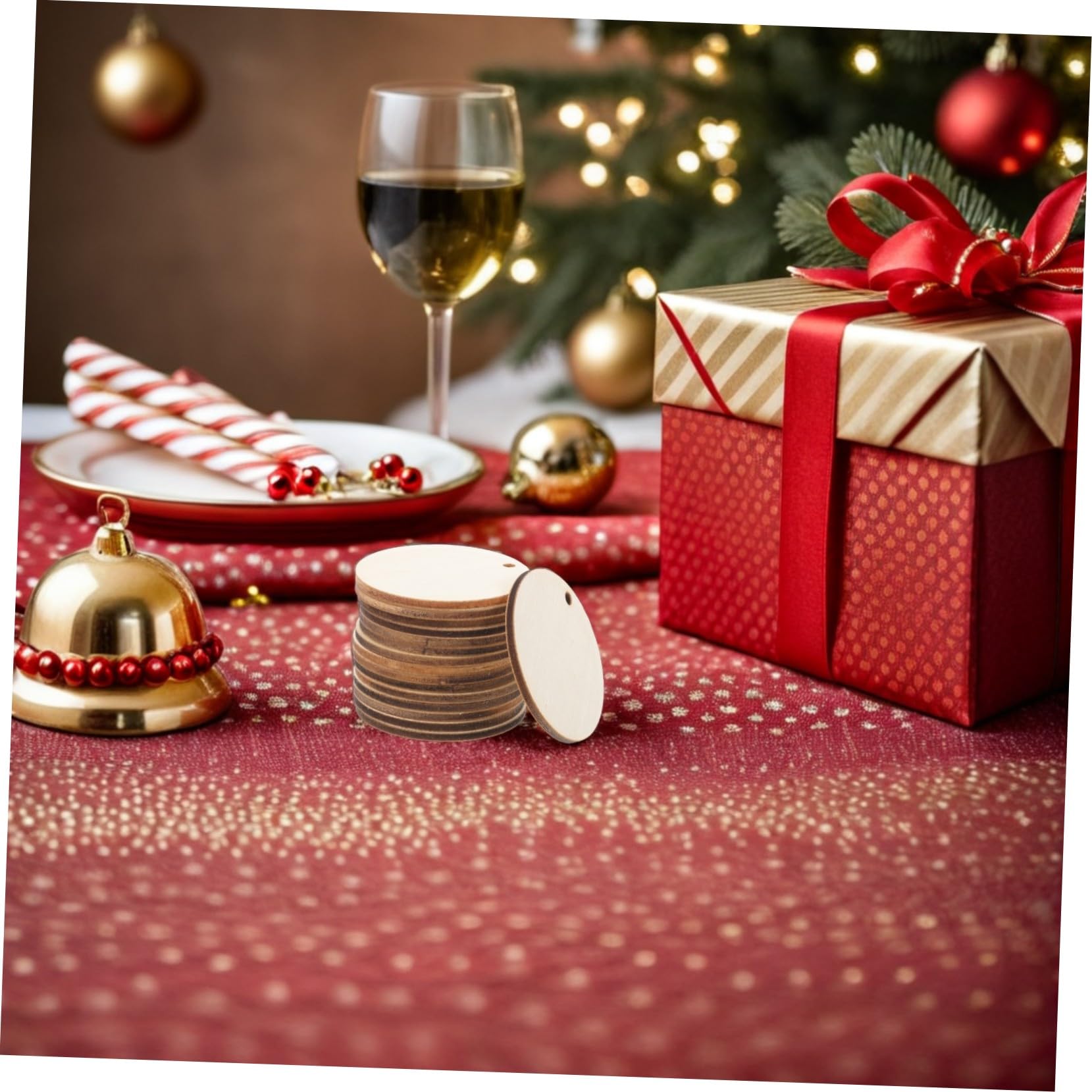 Rodajas de Madera Decorativas 150 Piezas Redondas Estilo Rústico