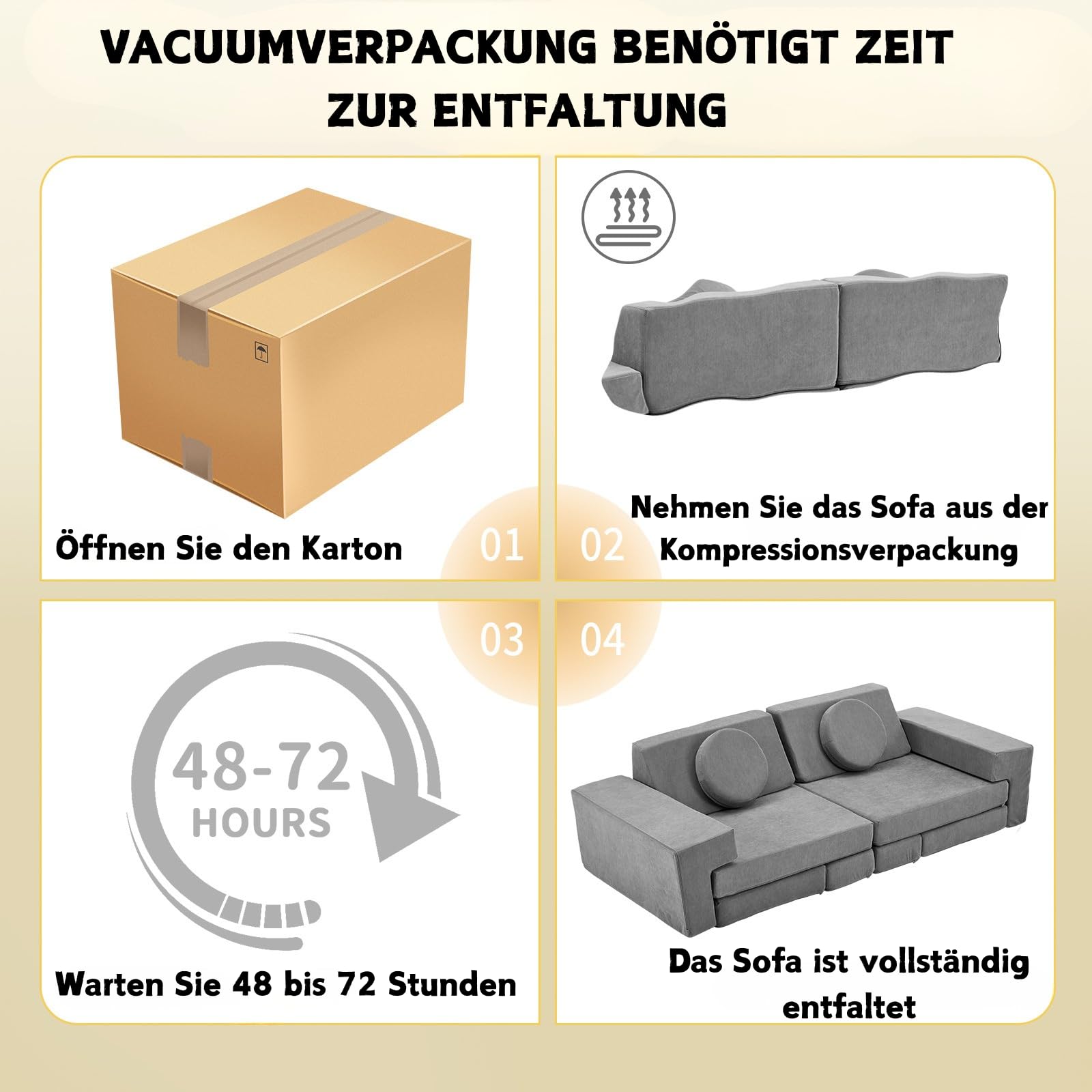 LALAHO Kindersofa Spielsofa für Kinder aus Kordsamt Cord，Klappbar Schaumstoff Bausteine kindercouch & Kindersessel，Vielseitige über Frei Baubare DIY，für Kinder für Spielzimmer，Schlafzimmer Möbel（Grau）