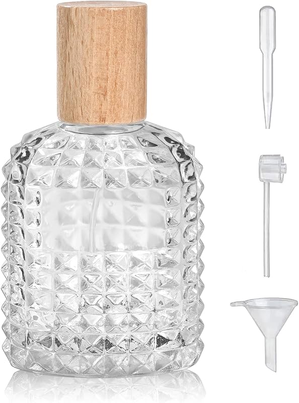 Frasco spray de vidro recarregável Yerpkefey para perfume, 50 mL, com funil e acessórios