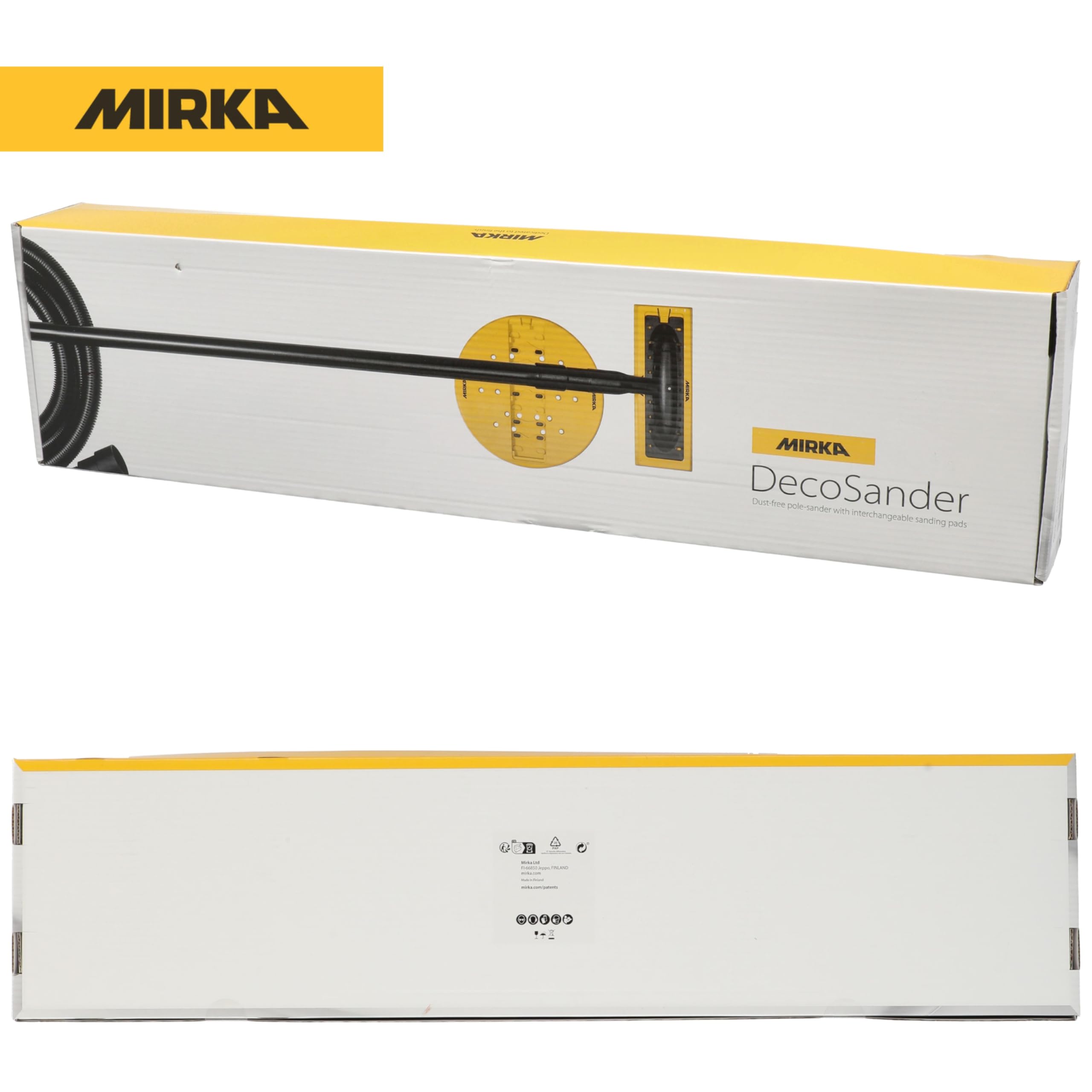 Mirka DecoSander levigatrice con asta telescopica senza polvere per una finitura liscia su pareti e soffitti, cartongesso, lavori di dettaglio/per strisce abrasive 80x230 mm/a strappo