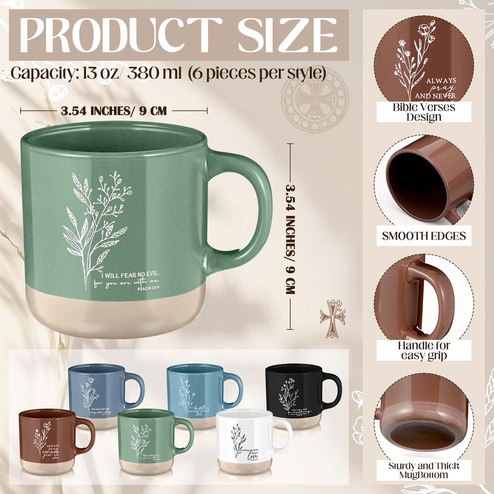 40 tazze da caffè cristiane con coperchio, 470 ml, riutilizzabili