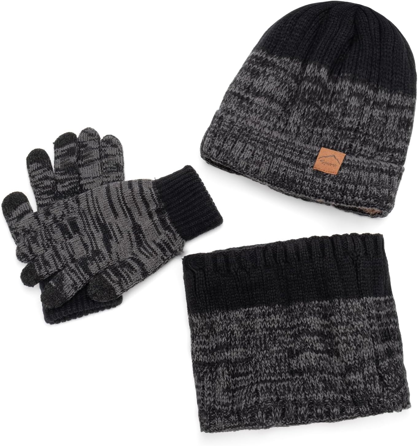 Kids Winter Hat Scarf Gloves Set, Warm Knit Beanie Cap Mitten Gloves Neck Scarves for 5-12 Years Old