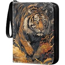 Tigers Card Binder for Trading Cards, 4 Pocket with 50 Sleeves up to 400 Cards, Double Sided Pockets Card Holder Carry Case for Baseball Card, Football Card, Gaming Cards