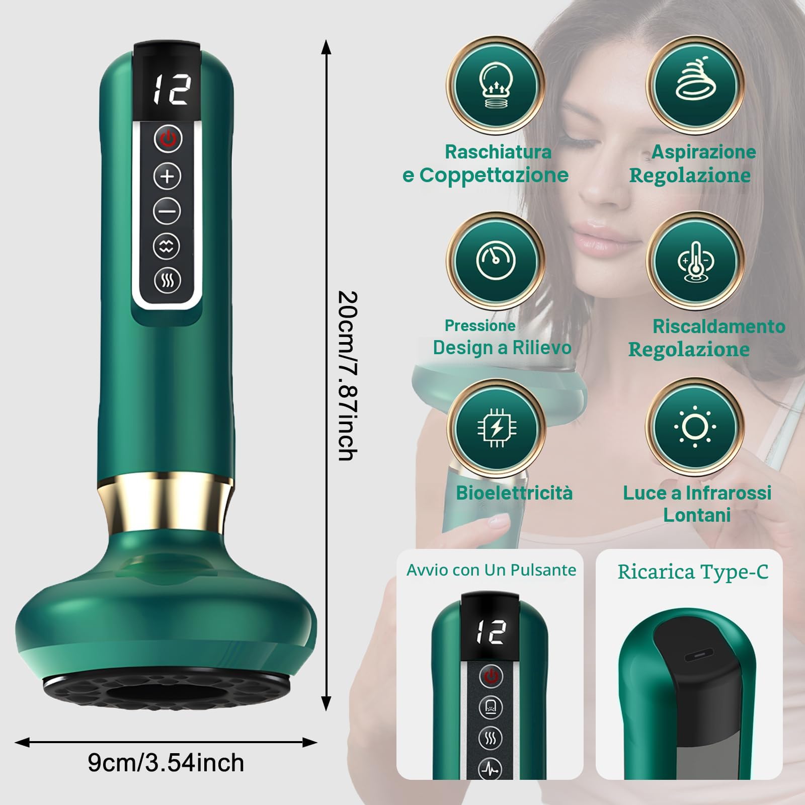 Dispositivo di Massaggio Elettrico a Bolle, Massaggiatore Anticellulite per Gambe/Addome/Mani, Dispositivo Anticellulite, Fotocamera di Drenaggio Linfatico con 12 Programmi e 4 Modalità