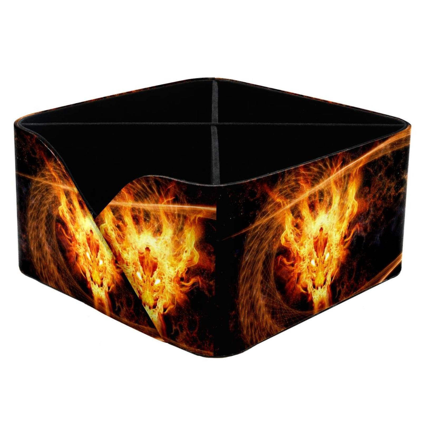 Organiseur de bureau dragon de feu avec 4 compartiments et porte-crayons noir