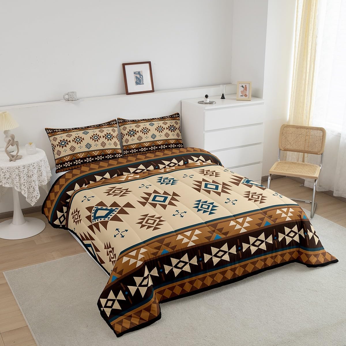 Feelyou Southwest Native Comforter Set for Kids Boys Girls Southwestern Geometric Comforter Twin Size Boho Bedding Set Bedroom Decor Western Duvet Set Quilt Set 2Pcs