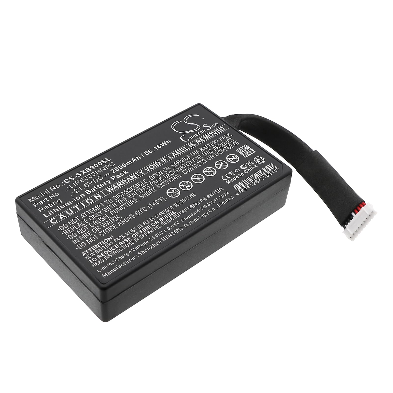 2600mAh / 56.16Wh Replacement Battery for Sony GTK-XB90, 1-853-679-11, LIP6332HNPC