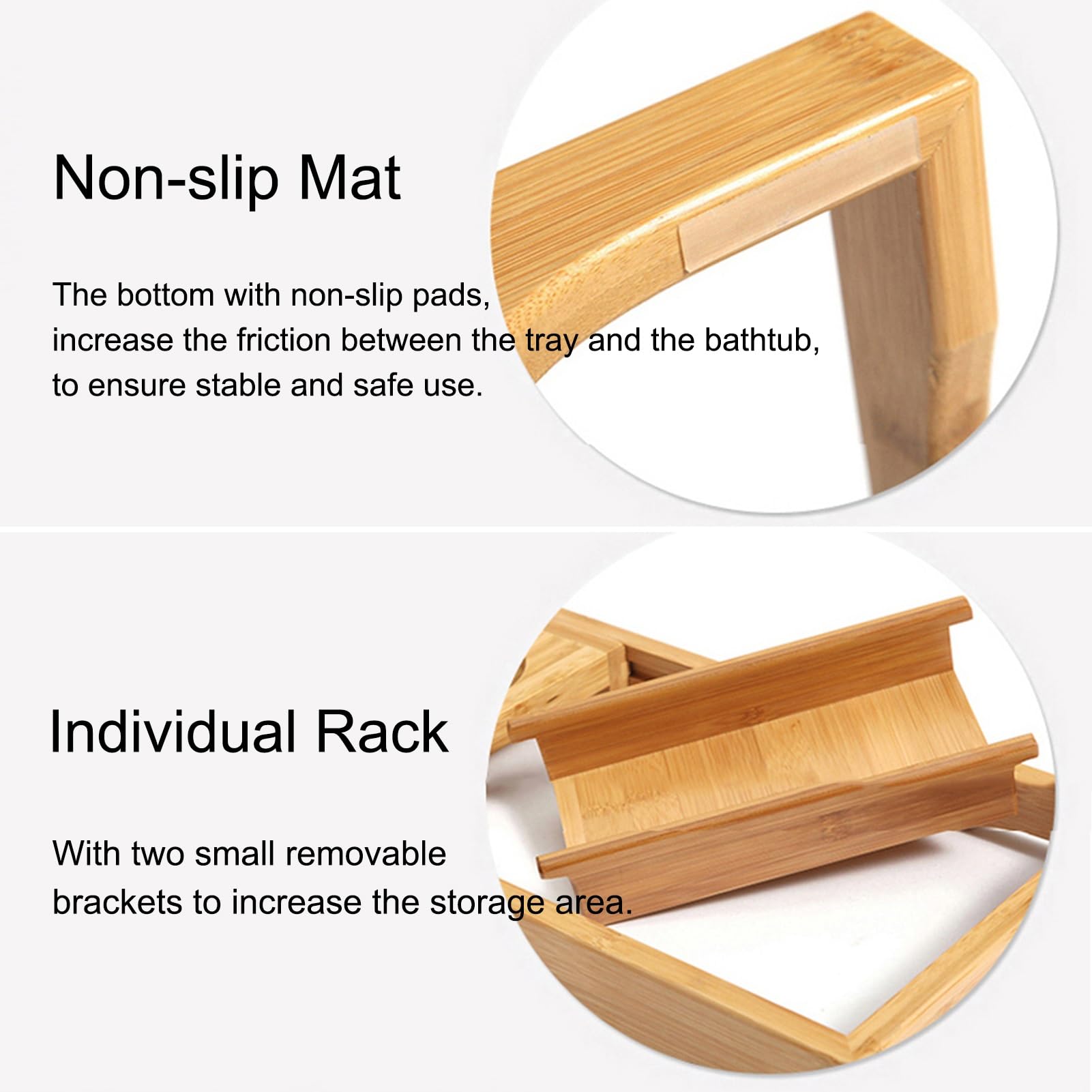 Bandeja de bañoBandeja de baño de 29 a 41 Pulgadas, Soporte expandible para Bandeja de bañera de bambú, Estante Antideslizante para bañera con Pata de Mesa Plegable, Mesa Plegable multifunci
