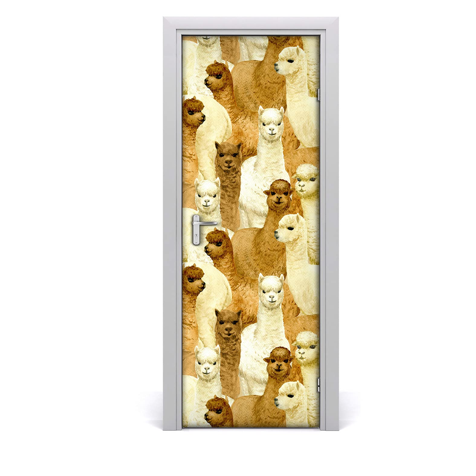 Papier peint sur la porte mural alpaga sticker 77x200cm pour chambre enfant