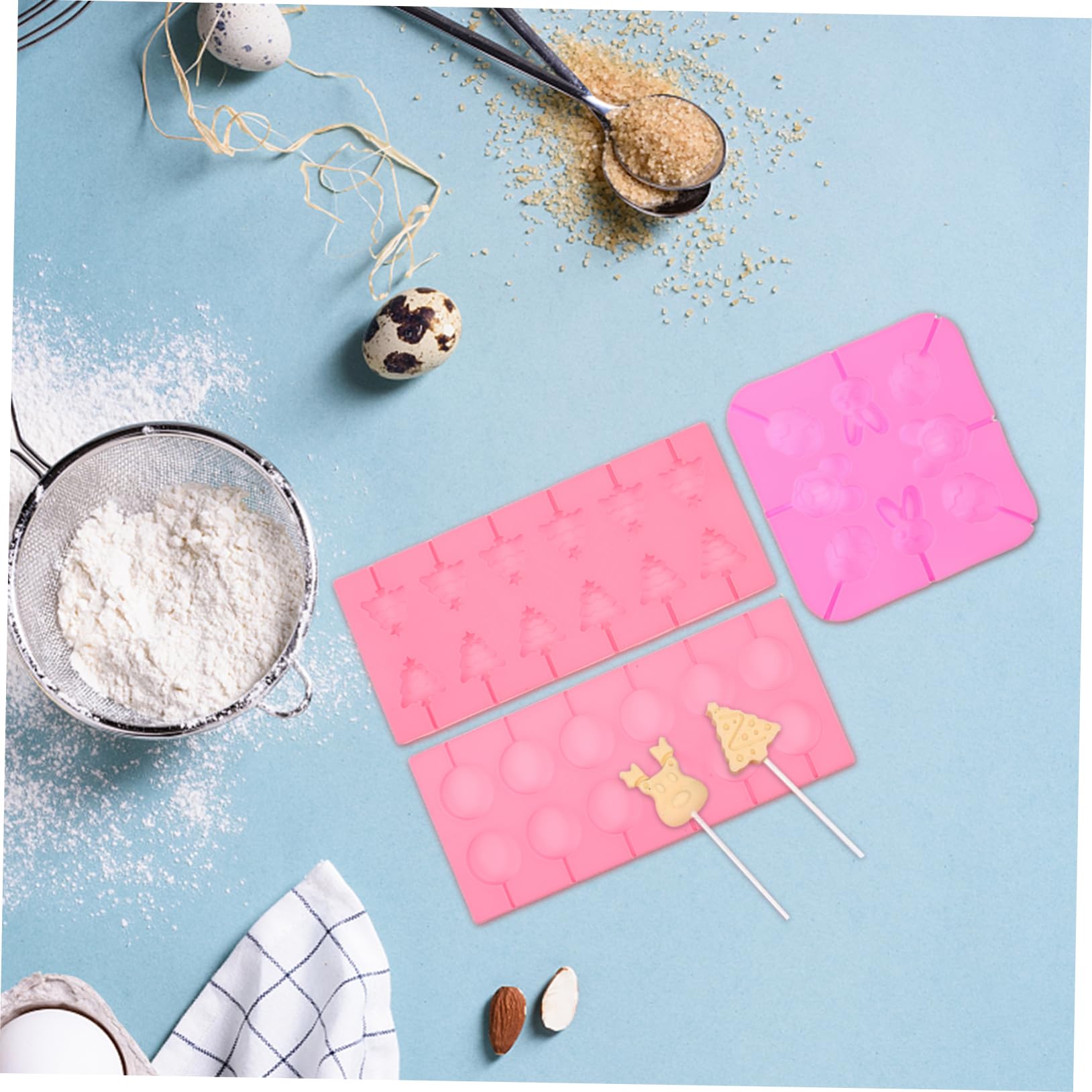 Moule à Sucettes de Noël en Silicone, 1 Set, 7 Pièces